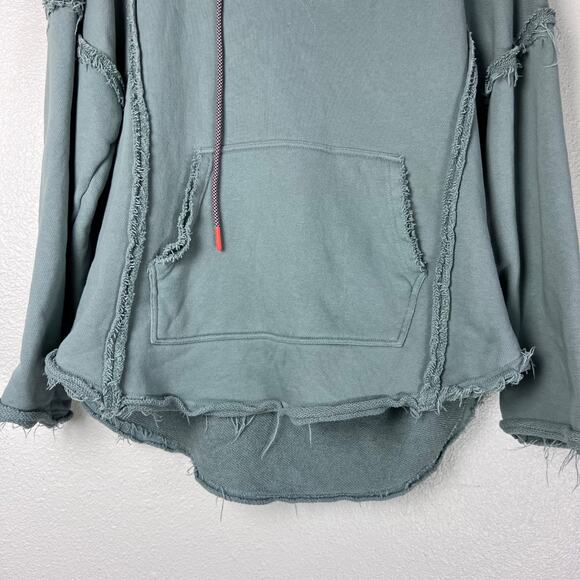 Natural Life Cotton Weekend Hoodie Bay Green Distressed Raw Hem Pullover - Picture 3 of 8